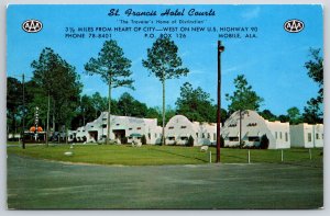 Roadside~Mobile Alabama~St Francis Hotel Courts Street View~Vintage Postcard