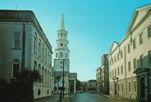 Vintage Postcard The Four Corners Of Law Looking South Charleston South Carolina