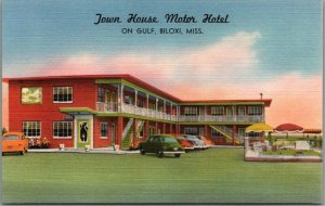 1950s BILOXI Mississippi Postcard TOWN HOUSE MOTOR HOTEL Route 90 Roadside Linen 