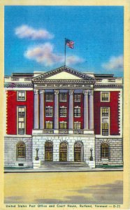 [ Linen ] US Vermont Rutland - Post Office And Court House