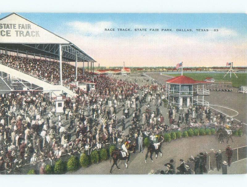 Unused Linen RACE TRACK AT STATE FAIR PARK Dallas Texas TX c7843