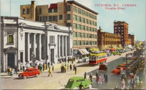 Victoria BC Douglas Street Autos Streetcar Unused Postcard G30