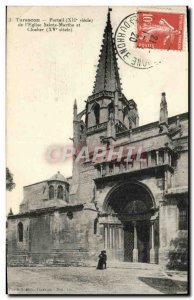 Old Postcard Tarascon Portal L & # 39Eglise St. Martha and Steeple