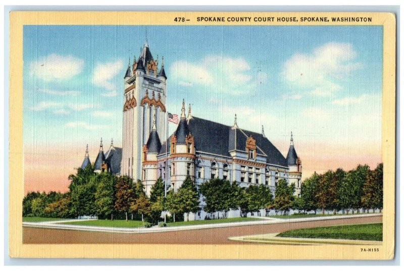 1946 Spokane County Court House Building Spokane Washington WA Vintage Postcard