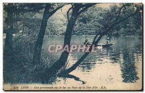 Lyon Old Postcard A walk on the lake in the park of the head of & # 39or