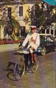 Bahamas Nassau White Uniformed Policeman On Bicycle 1966