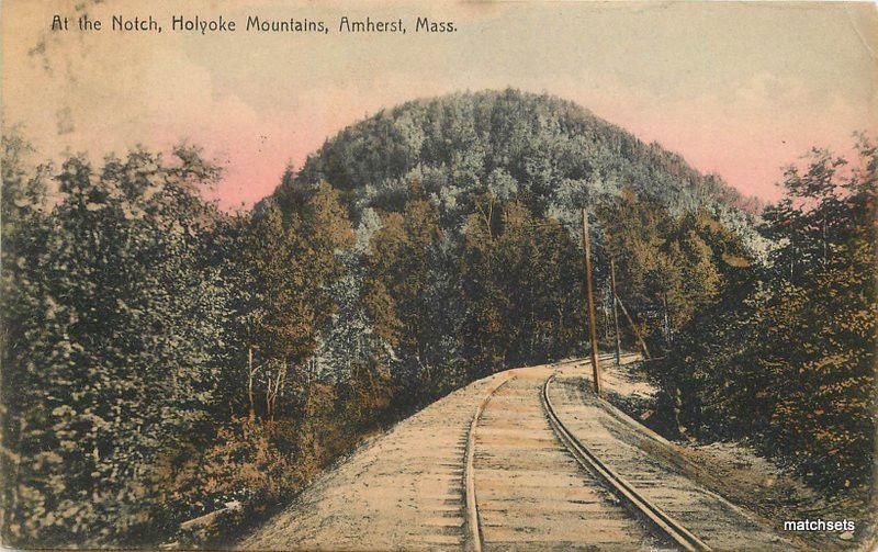 1921 Railroad Notch  Holyoke Mountains Amherst Massachusetts hand colored 7553