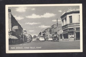 IDAHO FALLS IDAHO DOWNTOWN PARK AVENUE STREET SCENE OLD CARS VINTAGE POSTCARD