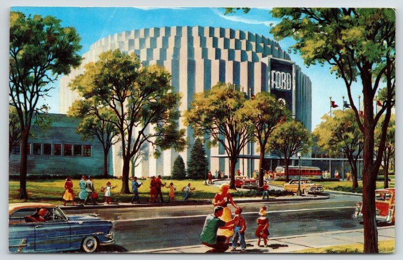Dearborn Michigan~1953 Ford Drives By Rotunda Just As Camera Clicks Picture~1956