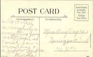 A Merry Christmas Winter Scene Snow Trees Winter Landscape c1915 Postcard