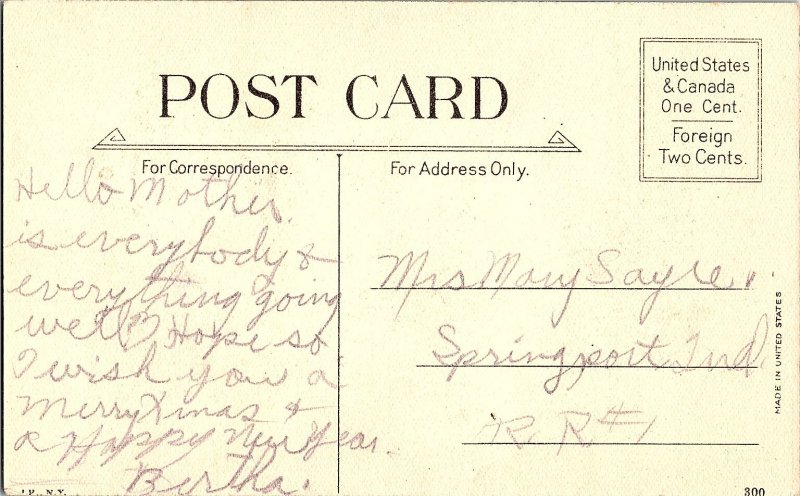 A Merry Christmas Winter Scene Snow Trees Winter Landscape c1915 Postcard