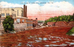 Wisconsin Appleton Log Sluice At Paper Mill 1958