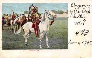 Sioux Chief Native American Indian on Horseback 1905 postcard