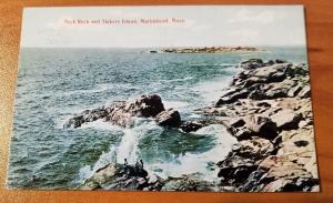 Antique Postcard, Neck Rock and Tinkers Island, Marblehead, MA