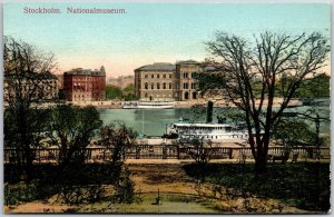 Stockholm National Museum Sweden Lake Buildings Grounds Postcard