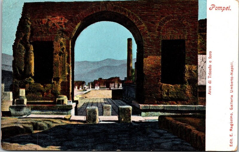 Pompei Arco Di Trionfo Foro Antique Postcard UDB UNP Unused