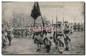 Old Postcard Medal Presentation of the flag to the French Army troops