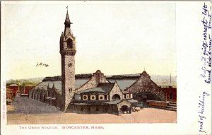 The Union Station, Worcester MA Mica Accents UDB Vintage Postcard F78