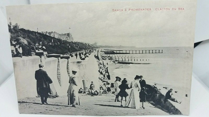 Vintage Antique Postcard Sands And Promenade Clacton on Sea Essex c1900
