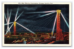 Sky Ride By Illumination Chicago World's Fair 1933 Postcard