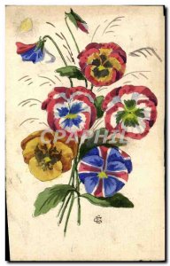 Old Postcard Fantasy Flowers Flags