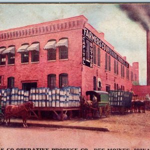 1908 Des Moines, IA Farmers Co-Operative Produce Dairy Advertising Postcard A42 