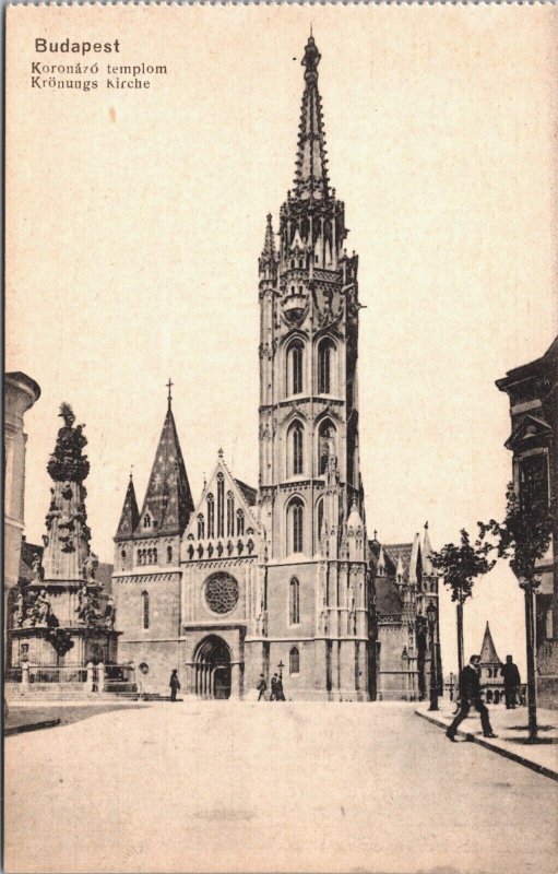 Hungary Budapest Koronázó Templom Matthias Church Vintage Postcard 09.40