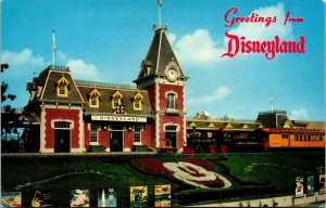 Vtg Disneyland Main Street Station Floral Mickey Mouse Unused Chrome Postcard