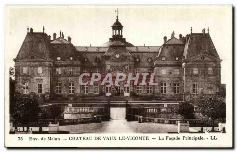 Old Postcard Chateau De Vaux Le Vicomte Main Facade