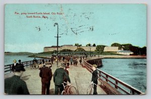 1909  City Point   South Boston   Massachusetts   Castle Island  Pier   Postcard