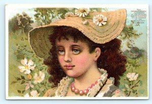 c1880s Demorest Elite Fashion Emporium Trade Card Reliable Patterns Cute Girl C5