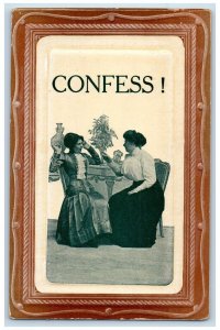 c1910's Confess To Mother Cheating Wife Embossed Unposted Antique Postcard 