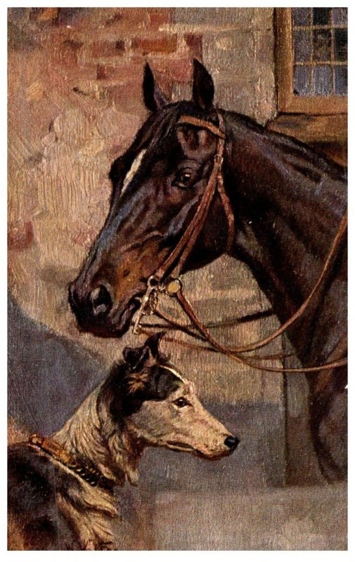 Horse with Dog ,   artist signed