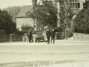 ROWSLEY Peacock Hotel showing MORGAN THREE WHEELER DELUX MODEL c1912 RP Postcard