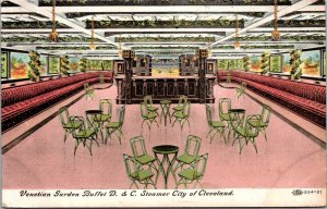 Postcard Venetian Garden Buffet on the D. & C. Steamer City of Cleveland