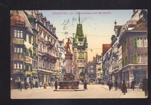 FREIBURG I.B. GERMANY KAISERSTRASSE MIT MARTINSTOR ANTIQUE VINTAGE POSTCARD