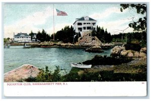 c1905 Squantum Club Boat Bridge Flag Narragansett Pier Rhode Island RI Postcard