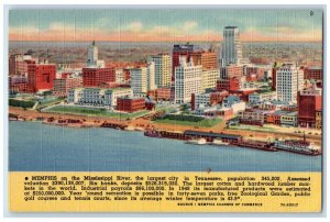 1951 View Of Mississippi River City  River Memphis Tennessee TN Vintage Postcard 