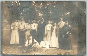 STIRLING NJ GROUP PHOTO w/ DOG & BEER 1905 ANTIQUE REAL PHOTO POSTCARD RPPC