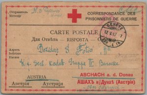 PRISONERS OF WAR RED CROSS ANTIQUE POSTCARD SERBIAN POW to AUSTRIA