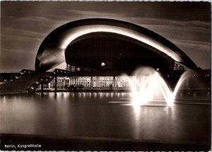 Berlin Kongresshalle Convert Hall Night Photo Postcard by Defot 1960s