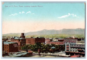 Aerial View Of El Paso Texas TX, Looking Towards Mexico, Hotel Theater  Postcard