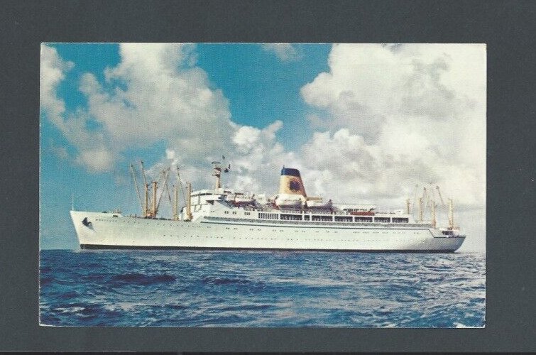 Post Card French Polynesia SS Mariposa Matson Line Cruise Ship W/Stamp #C28