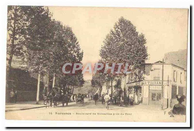 Suresnes Old Postcard Versailles Boulevard near the bridge