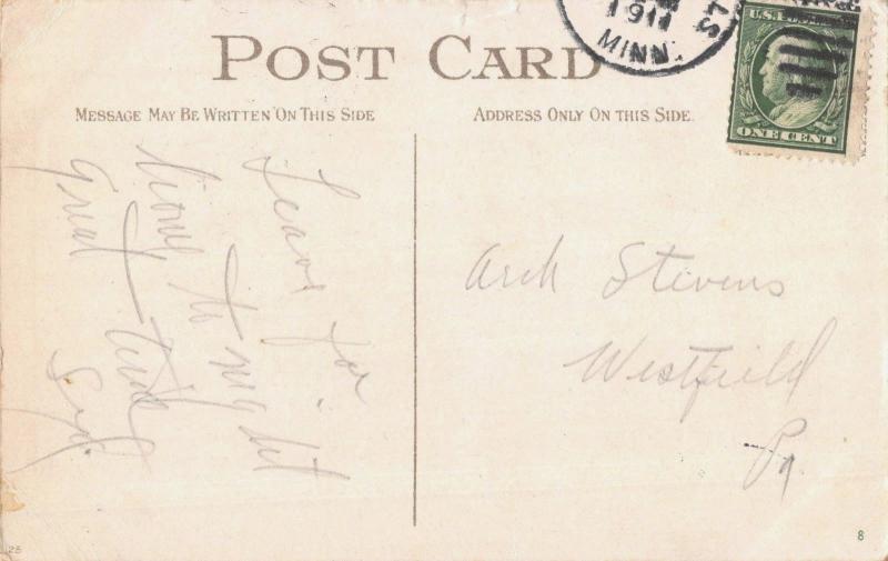 GREETINGS FROM INTERNATIONAL FALLS MINNESOTA POSTCARD 1911