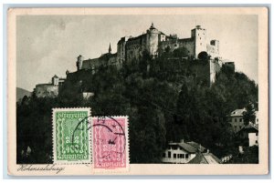 1924 Hohensalzburg Castle Salzburg Austria Heinz Schwarzlmuller Stamp Postcard 