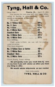 1911 Tyng Hall & Co. Corns List Advertising Peoria Illinois IL Antique Postcard