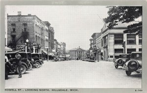 Howell Street, Looking North, Hillsdale, Michigan, early postcard, Unused