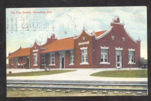 GREENSBURG INDIANA BIG FOUR RAILROAD DEPOT TRAIN STATION VINTAGE POSTCARD