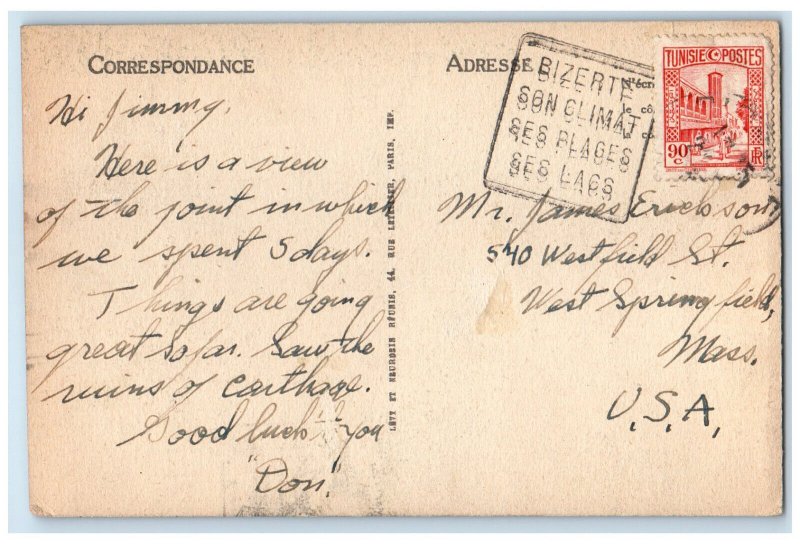 c1910 Overview To Bizerte Train Station Tunisia Antique Posted Postcard